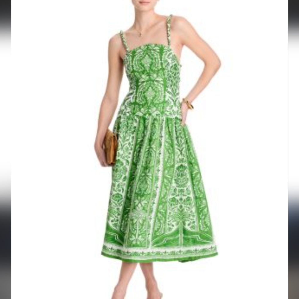 Anthony Richards White/Green Sleeveless Sundress Ptp 26", 48L New